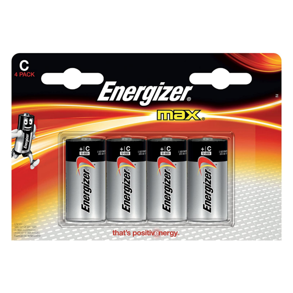 Energizer Max Premium C Batteries, Alkaline C Cell Battery (4 Count) E93BP-4