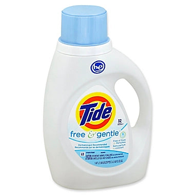 Tide Free & Gentle HE Turbo Liquid Laundry Detergent, Pack of 2, Unscented, 1.47 L (32 Loads)