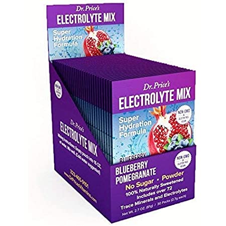 Electrolyte Mix Supplement Powder, 90 Servings, 72 Trace Minerals, Potassium, Sodium, Electrolyte Replacement Keto Drink | Blueberry-Pomegranate Flavor | Dr. Price's Vitamins, No Sugar, Vegan Non-GMO