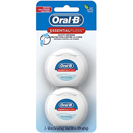 Oral-B Essential Floss, Waxed, Unflavored, 54 Yards (50 meters) - Pack of 2