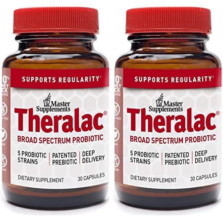 Master Supplements Theralac (2 Pack) - 30 Vegan Capsules - Multi Strain Probiotic for Optimal Gut Health, Immune Booster, Gas and Bloating Relief - Gluten Free - 30 Servings