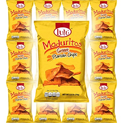 LULU Maduritos Sweet Plantain Chips, Gluten-Free, 1.4oz Bag (Pack of 12, Total of 16.8 Oz)