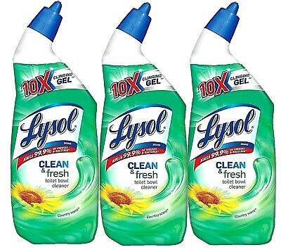 Lysol Cling Gel Toilet Bowl Cleaner, Country Scent, 24 Ounce (Pack of 3)