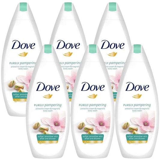 Dove Purely Pampering Pistachio Cream with Magnolia Body Wash - 6 Packs x 16.9 Fl.Oz / 500ml Ea