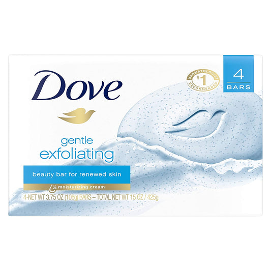 Dove Beauty Bar for Softer Skin Gentle Exfoliating More Moisturizing Than Bar Soap 4 oz 4 Bars