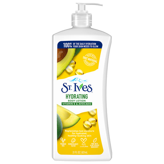 St. Ives Hydrating Hand & Body Lotion Moisturizer for Dry Skin Vitamin E & Avocado Made with 100% Natural Moisturizers 21 oz