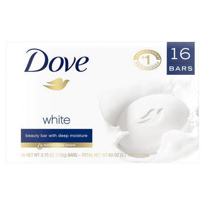 Dove White Original Beauty Soap Bar 4 Oz Each (16 Count)